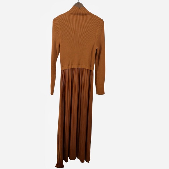 Anthropologie Burnt Orange Layered Mock Neck Sweater Maxi Dress - Picture 11 of 11